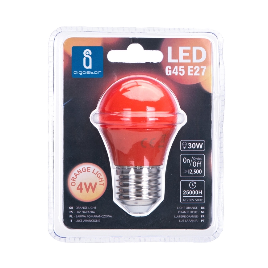 Λάμπα LED G45 E27/4W/230V πορτοκαλί - Aigostar