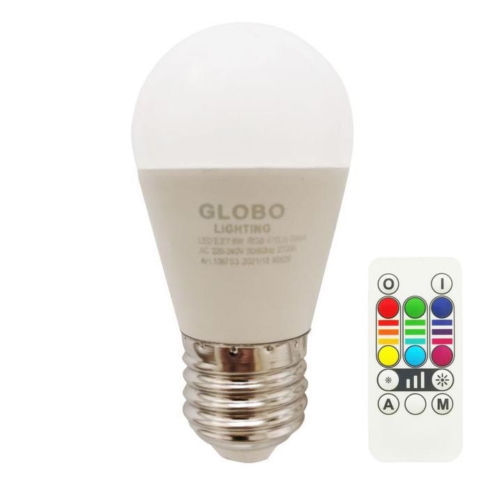 Λάμπα LED RGBW Dimmable E27/6W/230V 3000K + τηλεχειριστήριο - Globo