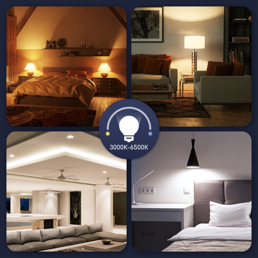 Λάμπα LED RGBW Dimmable G45 E14/7W/230V 3000-6500K Wi-Fi - Aigostar