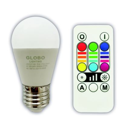 Λάμπα LED RGBW Dimmable E27/6W/230V 3000K + τηλεχειριστήριο - Globo