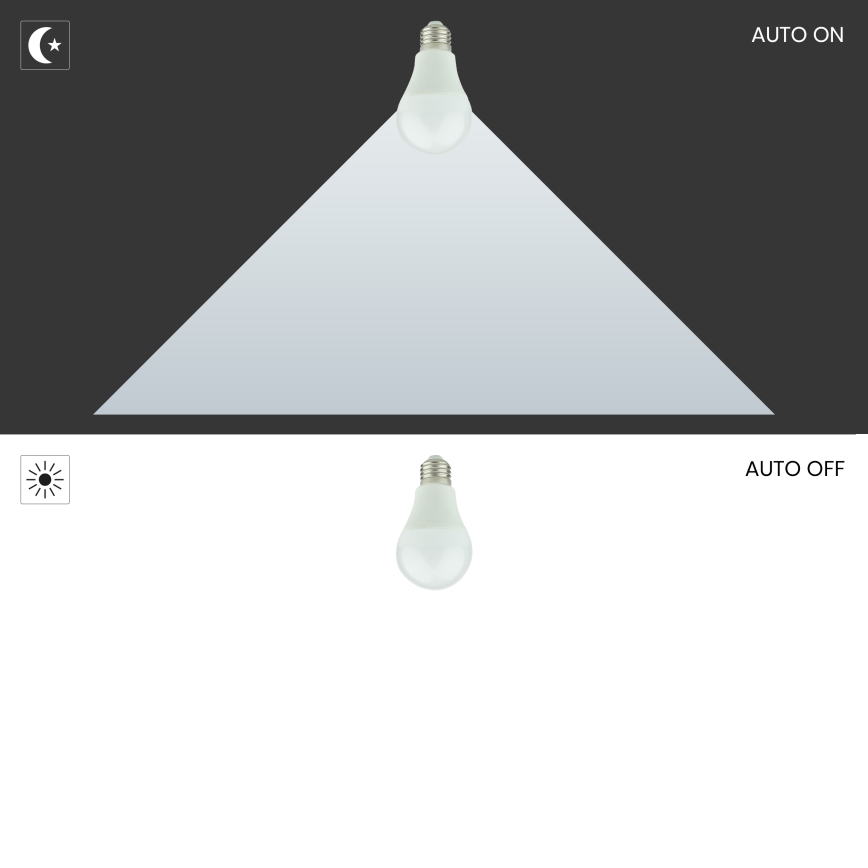 Λάμπα LED με αισθητήρα λυκόφως A60 E27/9W/230V 3000K