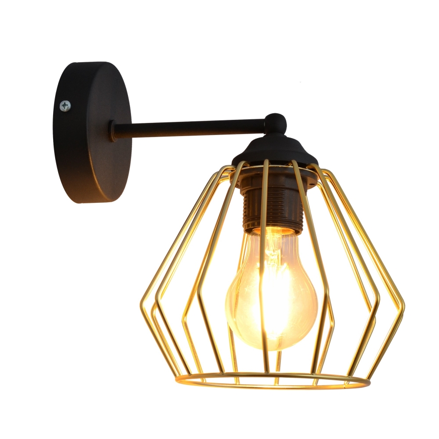 Λάμπα τοίχου AGAT 1xE27/15W/230V χρυσαφί/μαύρο