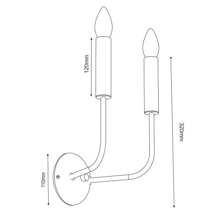 Λάμπα τοίχου AKASYA 2xE14/15W/230V μαύρο/χρυσό