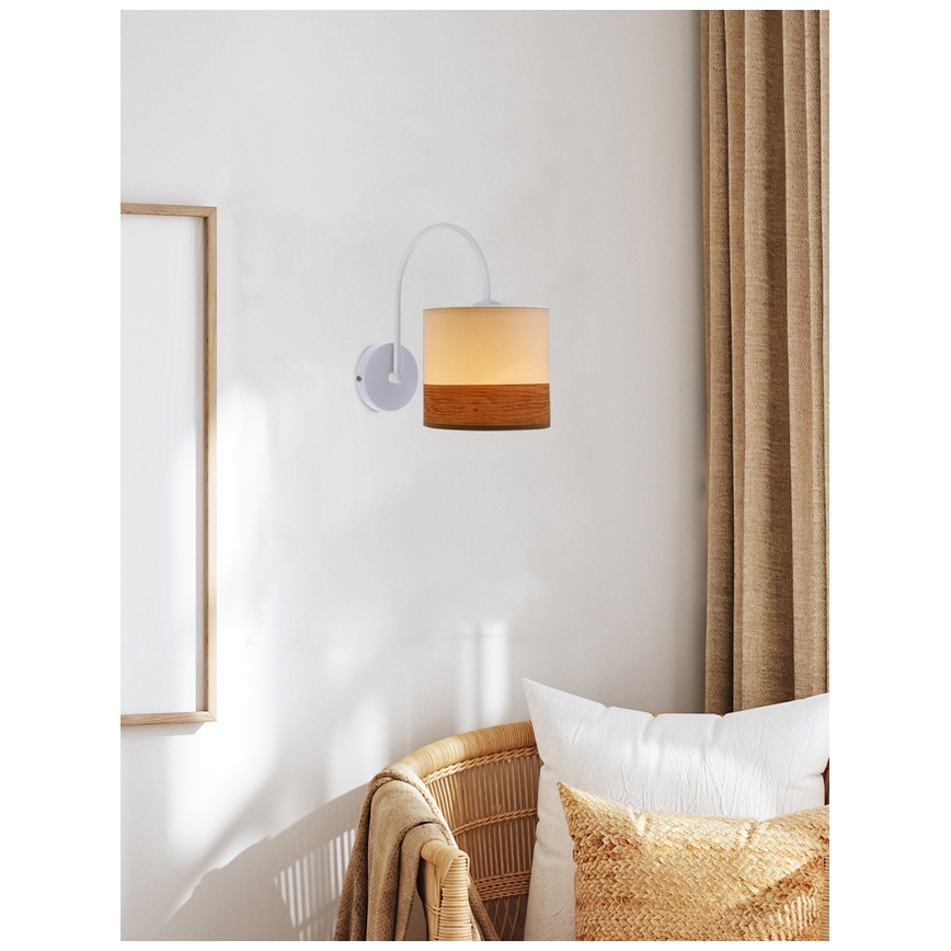 Λάμπα τοίχου BIANCO 1xE27/40W/230V λευκό/καφέ