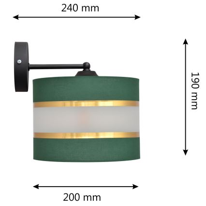 Λάμπα τοίχου HELEN 1xE27/15W/230V πράσινο/χρυσαφί