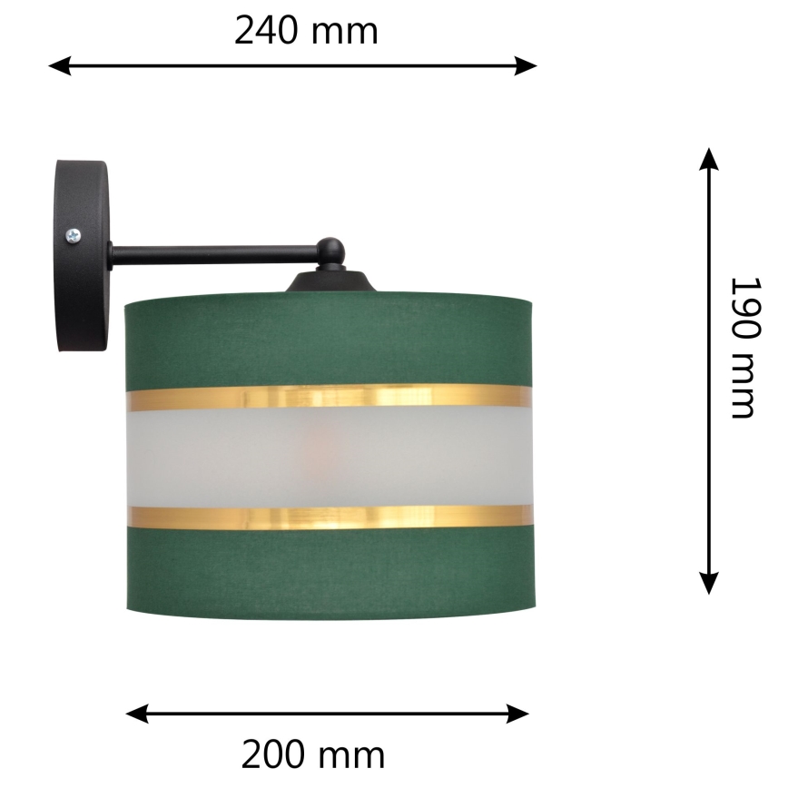Λάμπα τοίχου HELEN 1xE27/15W/230V πράσινο/χρυσαφί