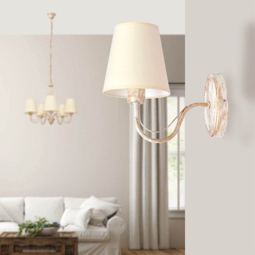 Λάμπα τοίχου MALBO 1xE27/15W/230V μπεζ