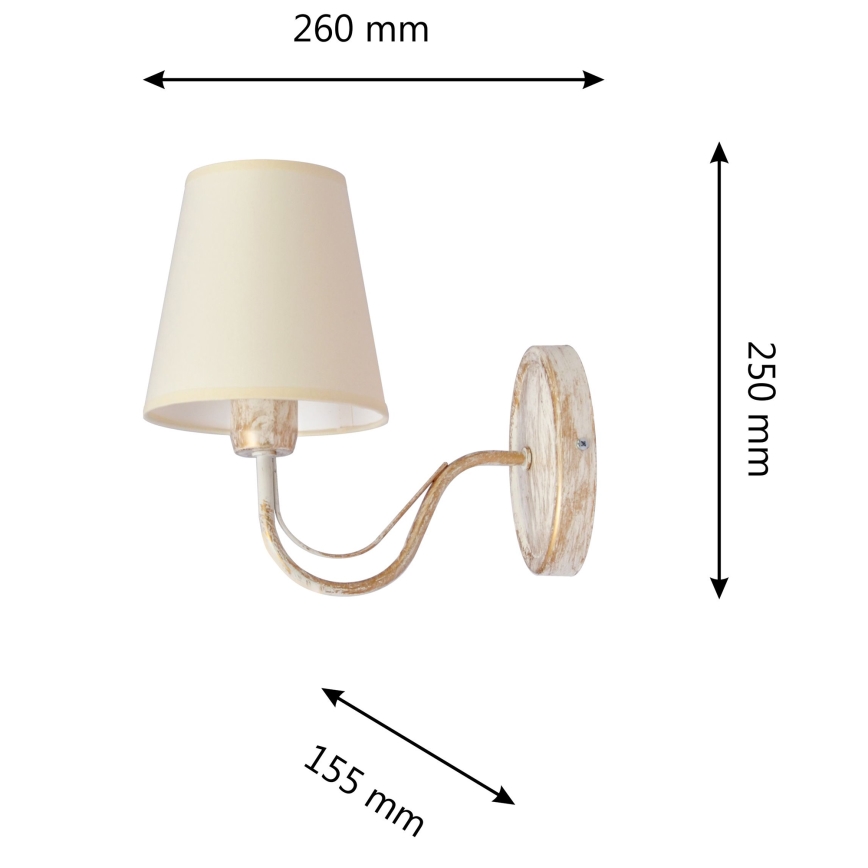 Λάμπα τοίχου MALBO 1xE27/15W/230V μπεζ