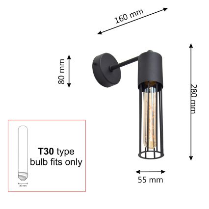 Λάμπα τοίχου MELODY 1xE27/15W/230V μαύρο