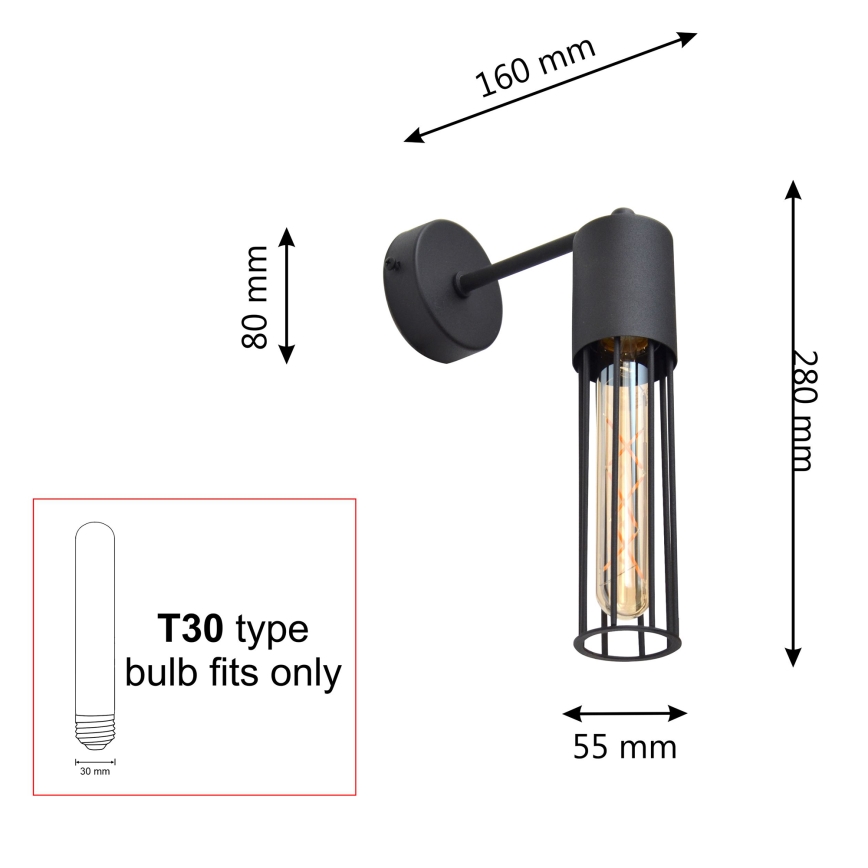 Λάμπα τοίχου MELODY 1xE27/15W/230V μαύρο
