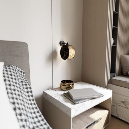 Λάμπα τοίχου MOTIF 1xE27/15W/230V μαύρο/χρυσαφί