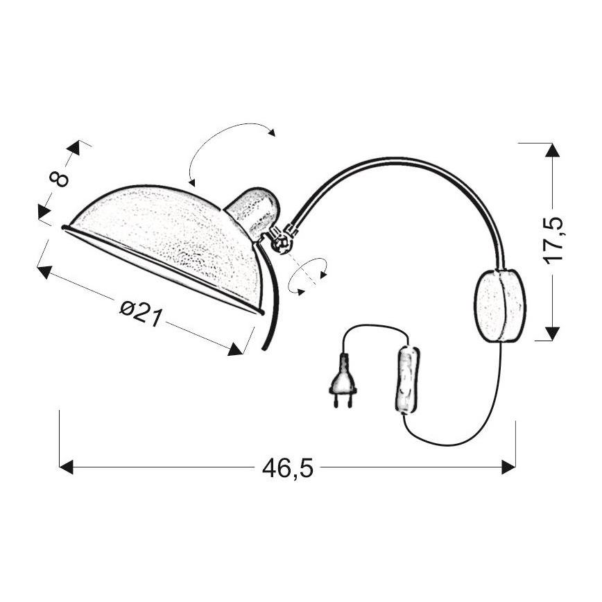 Λάμπα τοίχου NORA 1xE14/40W/230V