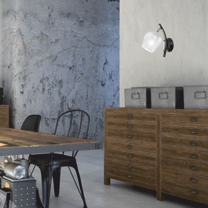 Λάμπα τοίχου PAULA 1xE27/60W/230V μαύρο