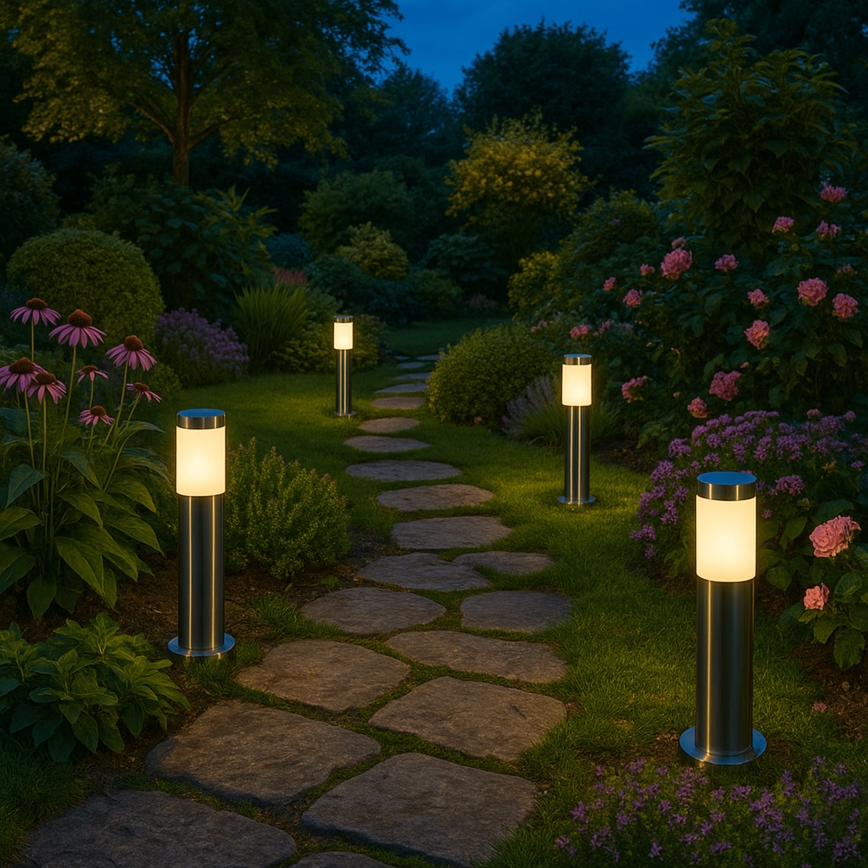 Λάμπα εξωτερικού χώρου BROOKLYN 1xE27/60W/230V 45 cm IP44 ματ χρώμιο