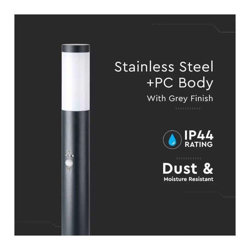 Λάμπα εξωτερικού χώρου με αισθητήρα 1xE27/60W/230V IP44 110cm ανθρακί