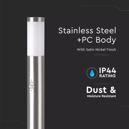 Λάμπα εξωτερικού χώρου με αισθητήρα 1xE27/60W/230V IP44 110cm ματ χρώμιο