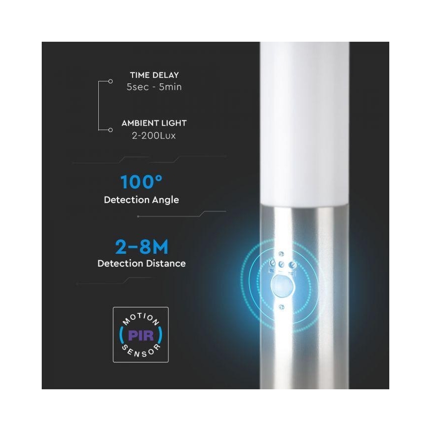 Λάμπα εξωτερικού χώρου με αισθητήρα 1xE27/60W/230V IP44 45cm ματ χρώμιο