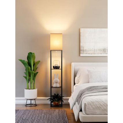 Λάμπα δαπέδου με ράφια 1xE27/40W/230V μαύρη/λευκή
