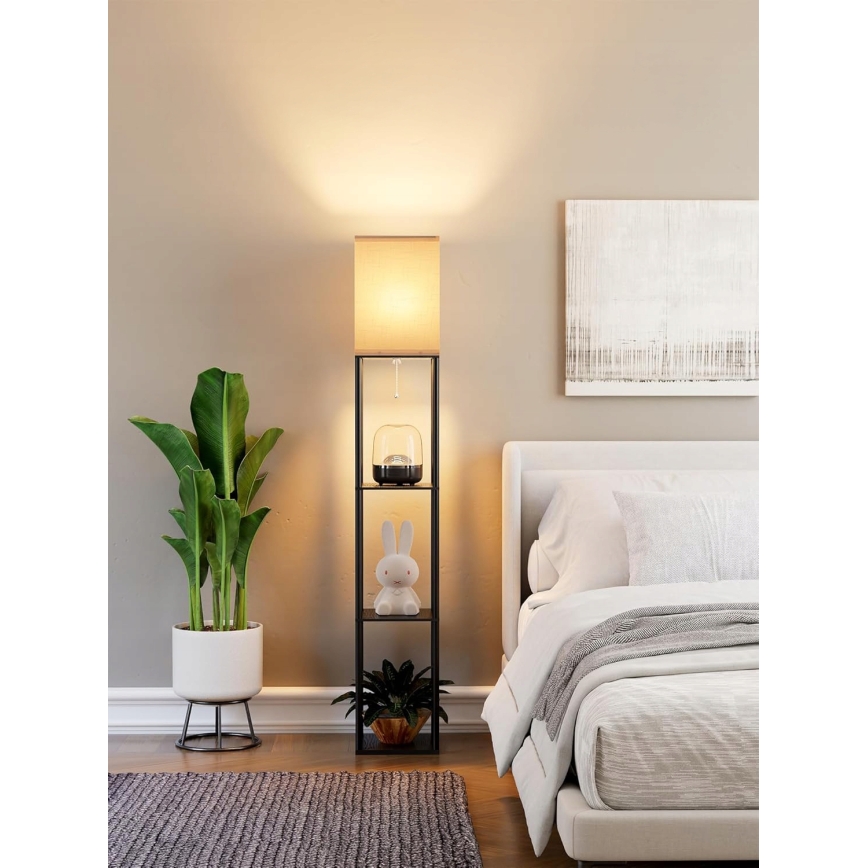 Λάμπα δαπέδου με ράφια 1xE27/40W/230V μαύρη/λευκή