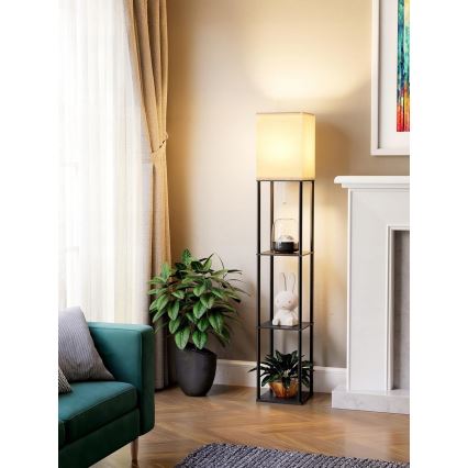 Λάμπα δαπέδου με ράφια 1xE27/40W/230V μαύρη/λευκή