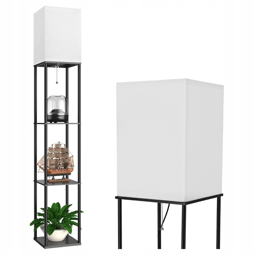 Λάμπα δαπέδου με ράφια 1xE27/40W/230V μαύρη/λευκή