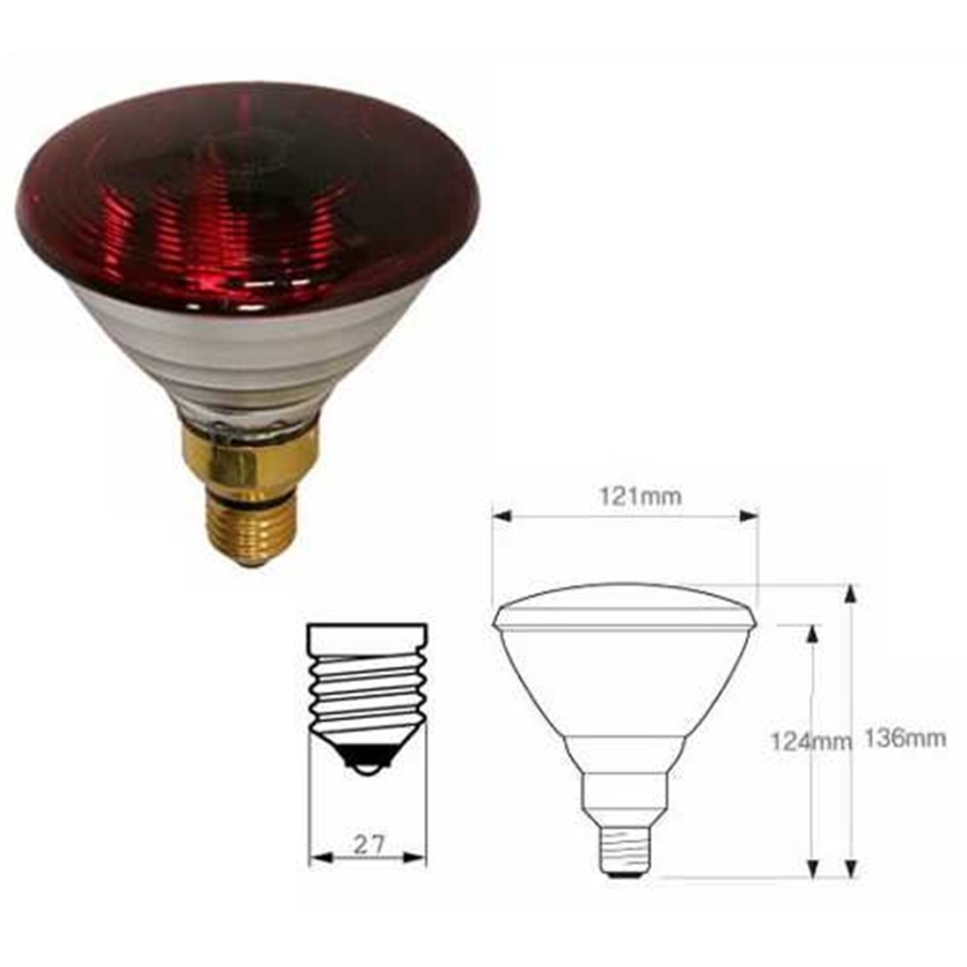 Λάμπα υπέρυθρης θέρμανσης με παχύ τοίχωμα PHILIPS PAR38 E27/150W/230V