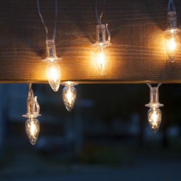 Λαμπάκια επέκταση LED εξωτερικού χώρου CONE FILAMENT 20xE10 14m διαφανής/θερμό λευκό IP44, Made in the EU