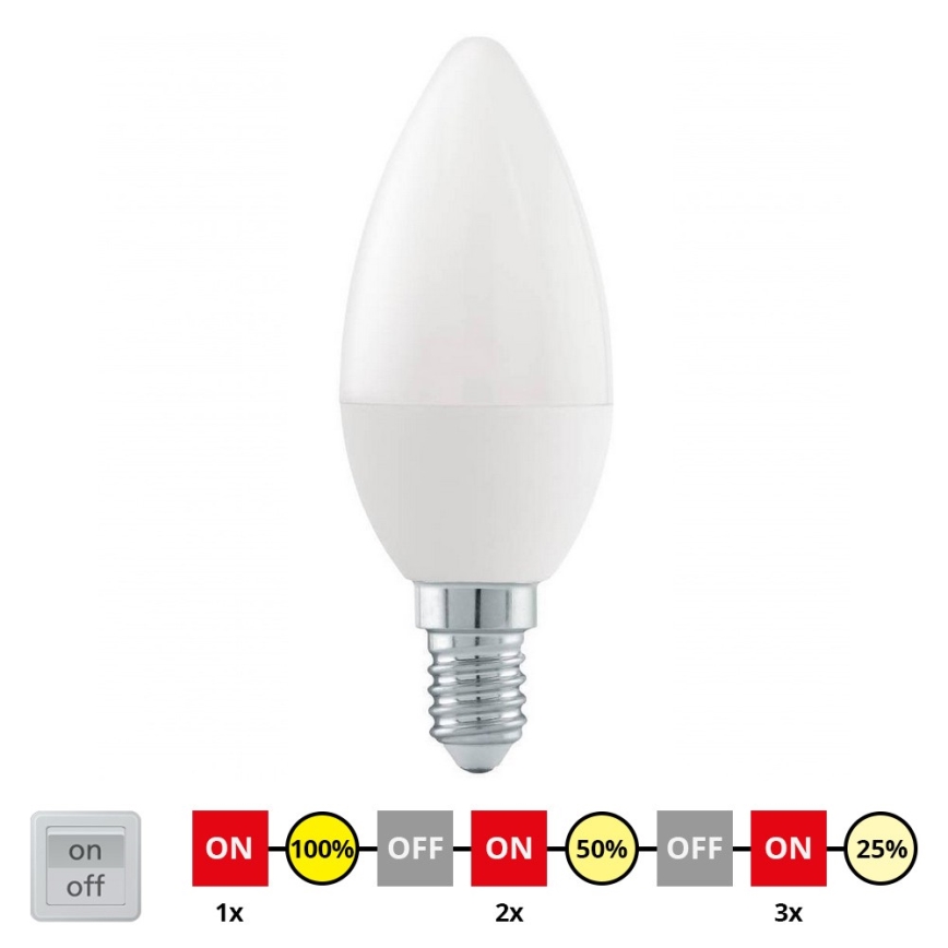 Λαμπτήρας Dimming LED C37 E14/6W/230V 3000K - STEPDIMMING - Eglo 54834