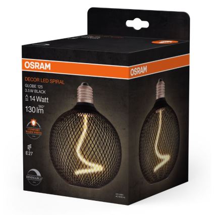 Λαμπτήρας Dimming LED DECOR FILAMENT G125 E27/3,5W/230V 1800K μαύρο - Osram