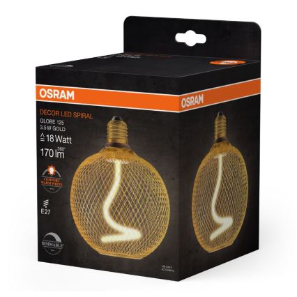 Λαμπτήρας Dimming LED DECOR FILAMENT G125 E27/3,5W/230V 1800K χρυσαφί - Osram