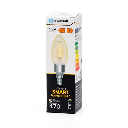 Λαμπτήρας Dimming LED FILAMENT C35 E14/4,5W/230V 2700-6500K Wi-Fi - Aigostar