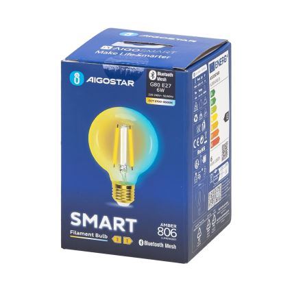 Λαμπτήρας Dimming LED FILAMENT MESH Smart G80 E27/6W/230V 2700-6500K - Aigostar