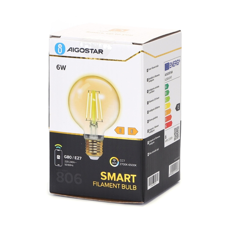 Λαμπτήρας Dimming LED FILAMENT G80 E27/6W/230V 2700-6500K Wi-Fi - Aigostar