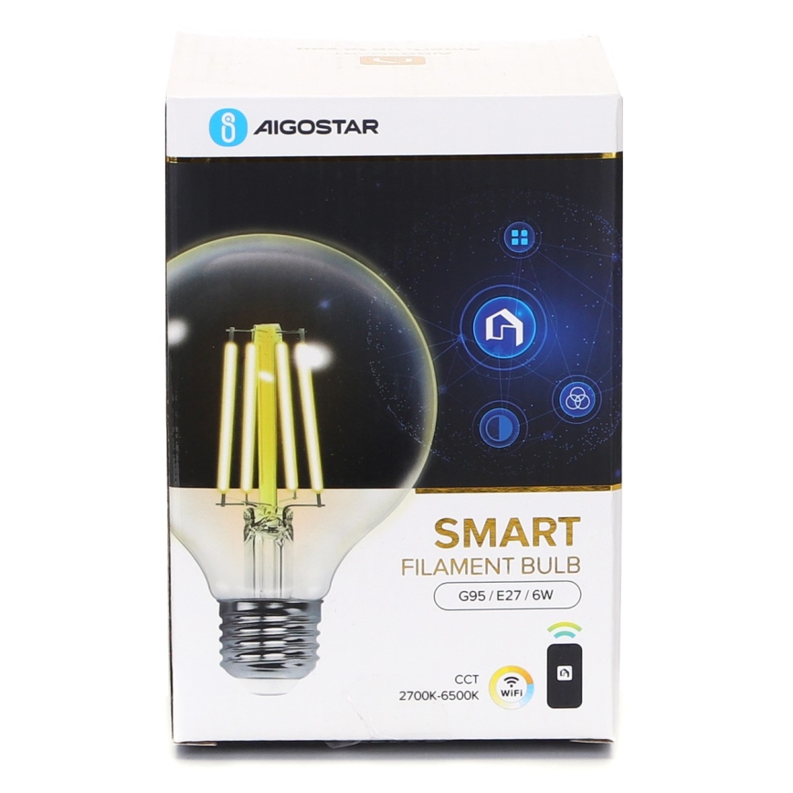 Λαμπτήρας Dimming LED FILAMENT G95 E27/6W/230V 2700-6500K Wi-Fi - Aigostar