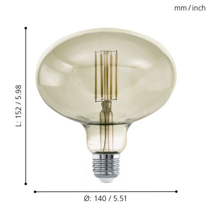 Λαμπτήρας Dimming LED VINTAGE E27/4W/230V 3000K - Eglo 12599