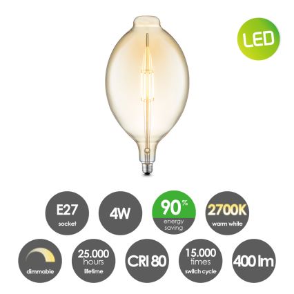 Λαμπτήρας Dimming LED VINTAGE EDISON E27/4W/230V 2700K