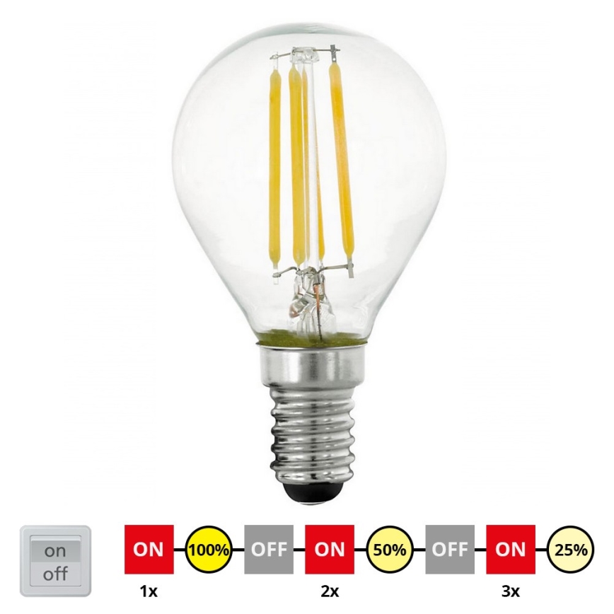Λαμπτήρας Dimming LED VINTAGE P45 E14/4W/230V 2700K - STEPDIMMING - Eglo 11754