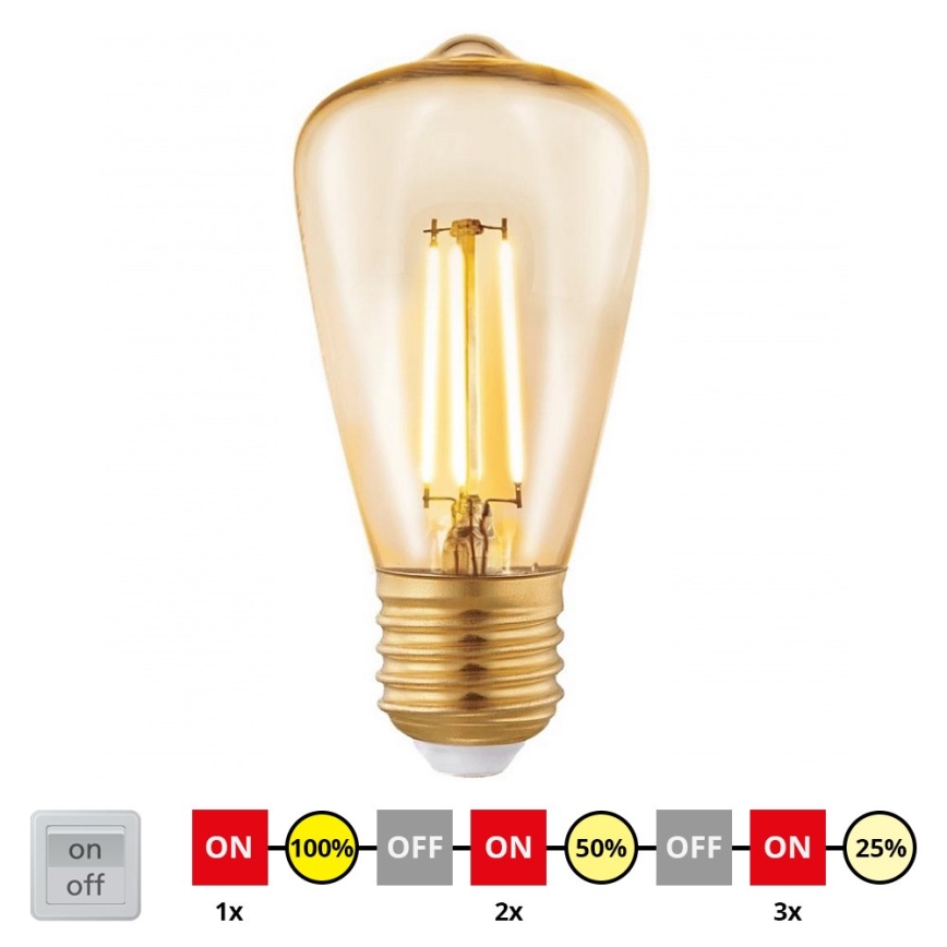 Λαμπτήρας Dimming LED VINTAGE ST48 E27/3W/230V 2200K - STEPDIMMING - Eglo 12521