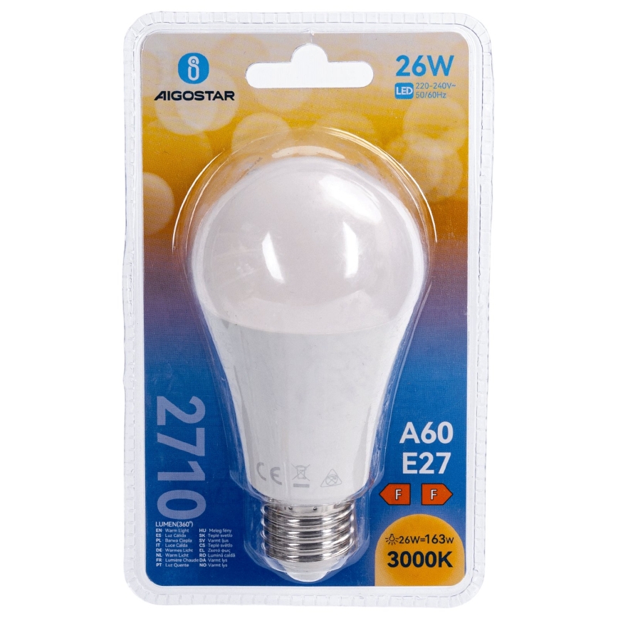 Λαμπτήρας LED A60 E27/26W/230V 3000K - Aigostar