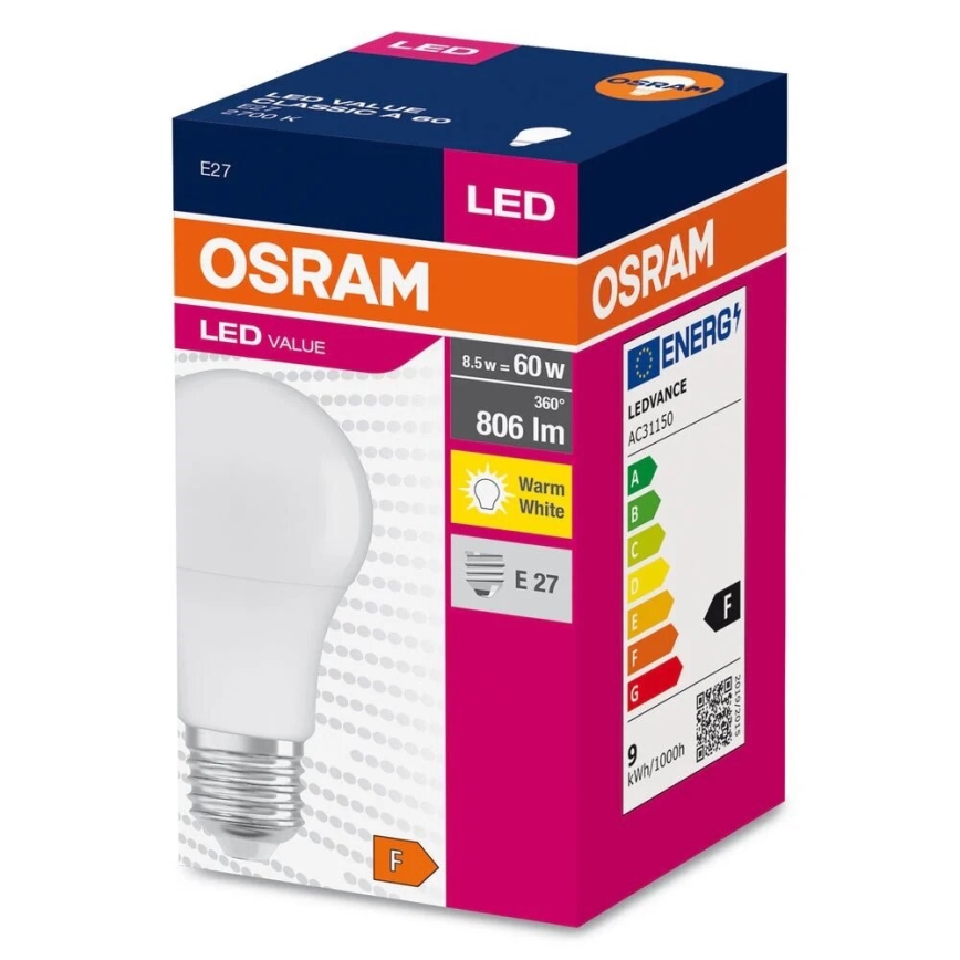 Λαμπτήρας LED A60 E27/8,5W/230V 2700K - Osram