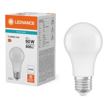 Λαμπτήρας LED CLASSIC A60 E27/8W/230V 4000K - Ledvance