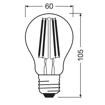 Λαμπτήρας LED FILAMENT A100 E27/11W/230V 4000K - Osram