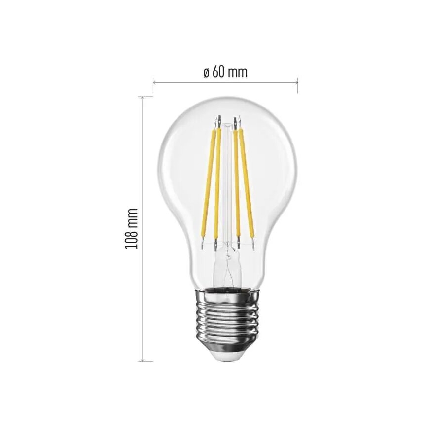 Λαμπτήρας LED FILAMENT A60 E27/3,8W/230V 4000K Ενεργειακή κλάση A