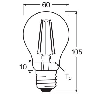 Λαμπτήρας LED FILAMENT A60 E27/6,5W/230V 4000K - Osram