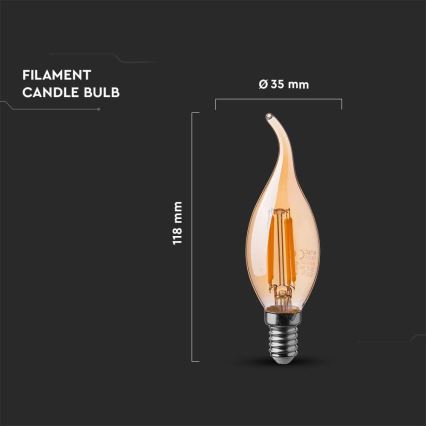 Λαμπτήρας LED FILAMENT AMBER E14/4W/230V 2200K