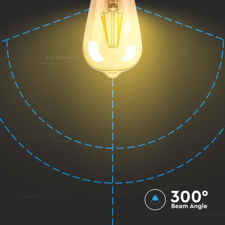 Λαμπτήρας LED FILAMENT AMBER ST64 E27/8W/230V 2200K