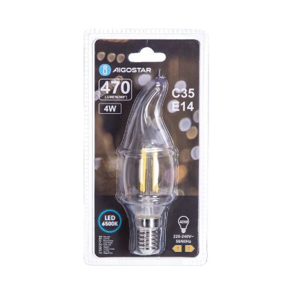Λαμπτήρας LED FILAMENT C35 E14/4W/230V 6500K - Aigostar