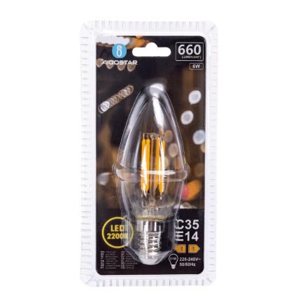 Λαμπτήρας LED FILAMENT C35 E14/6W/230V 2200K - Aigostar