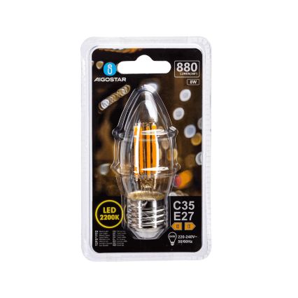 Λαμπτήρας LED FILAMENT C35 E27/8W/230V 2200K - Aigostar