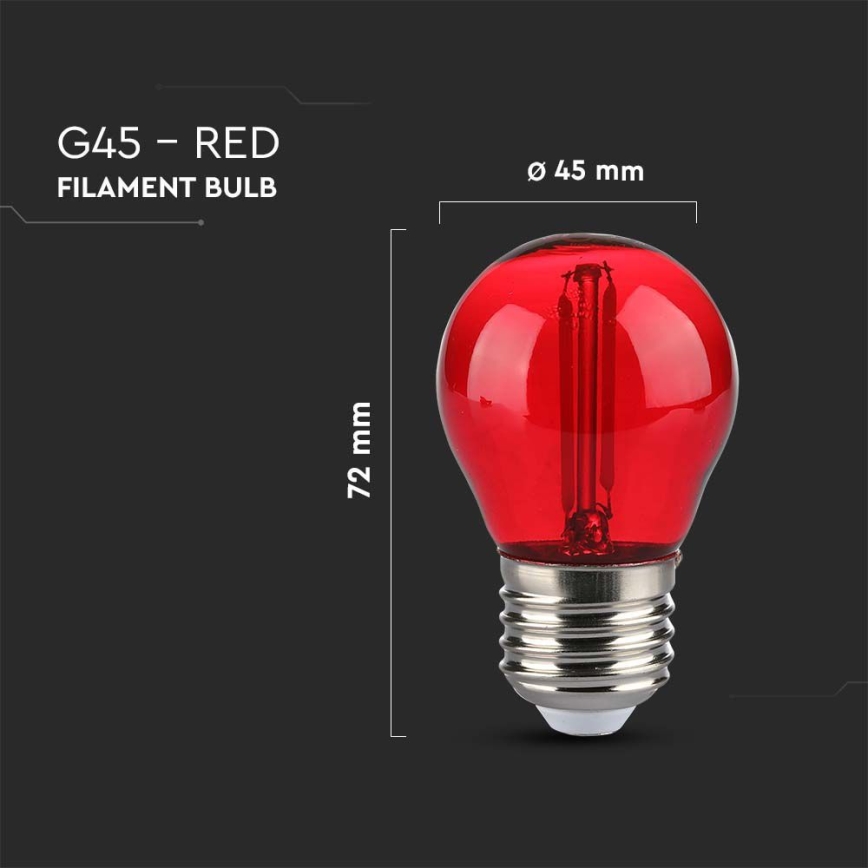 Λαμπτήρας LED FILAMENT G45 E27/2W/230V κόκκινο